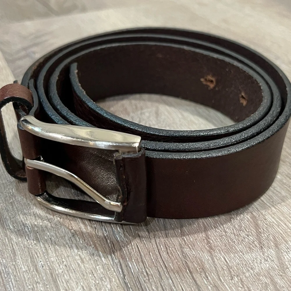 Men’s BYTOM Made in Italy Genuine Leather 38W Brown Belt Thick Wide Classic Belt